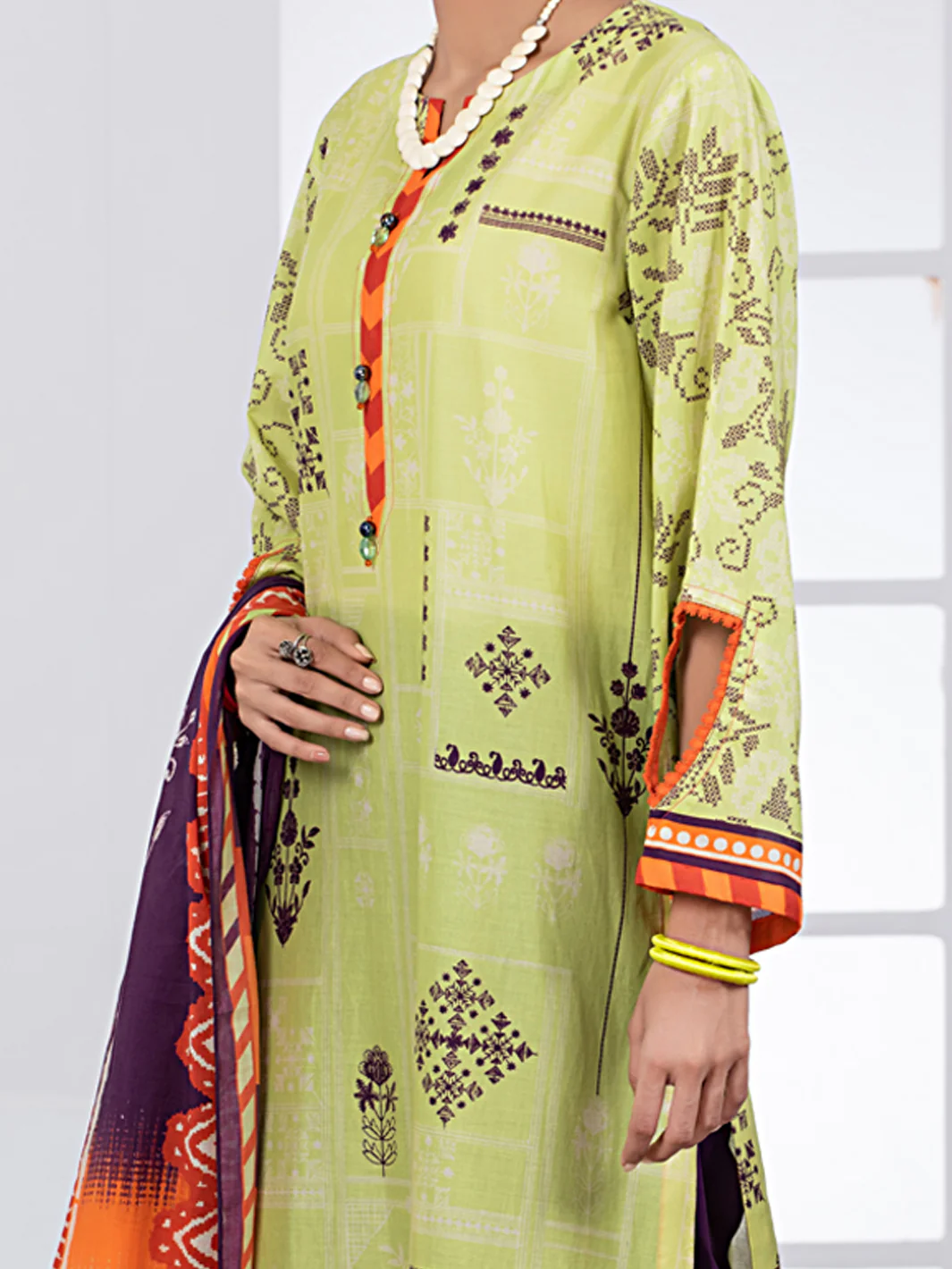Lime Green Lawn 3 Piece Unstitched - ALP-3PS-1486 - Image 4