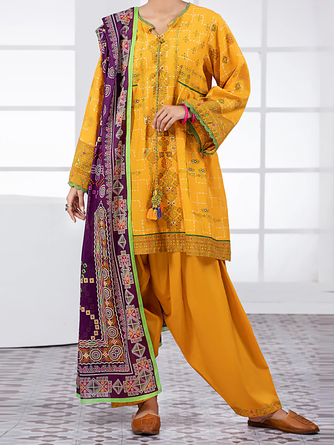 Yellow Lawn 3 Piece Unstitched - ALP-3PS-1492