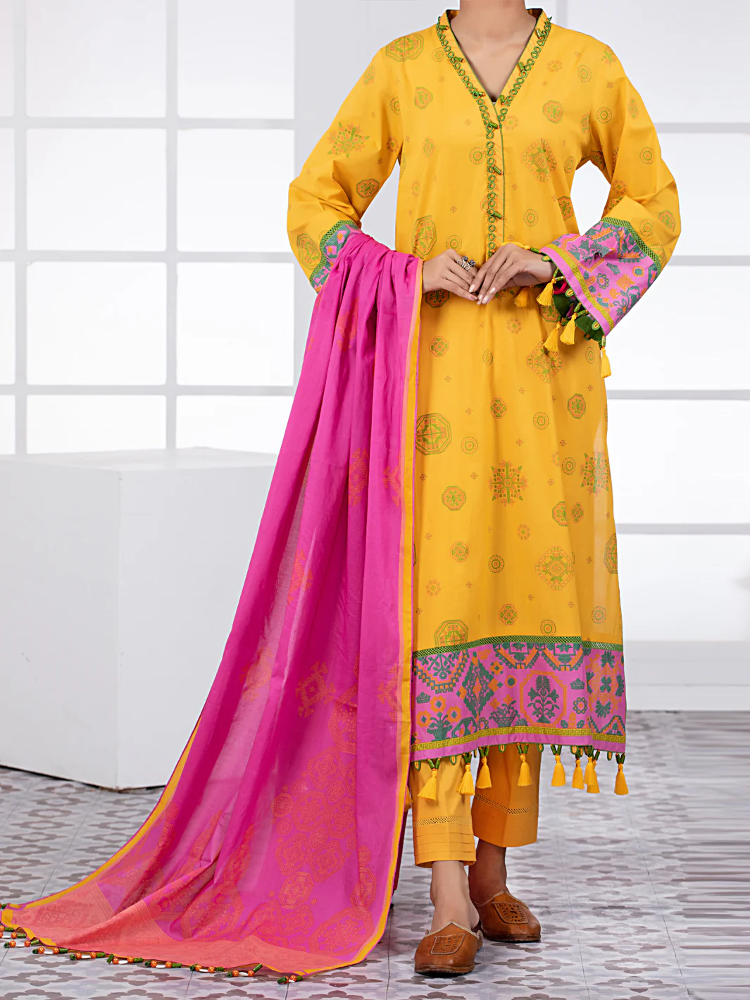 Yellow Lawn 3 Piece Unstitched - ALP-3PS-1497