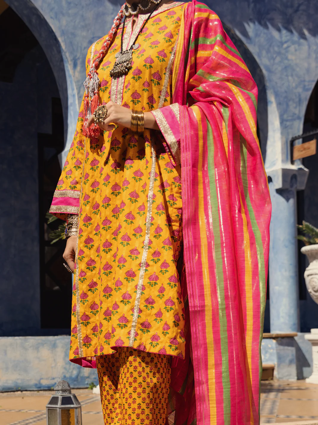 Mustard Jacquard 3 Piece Stitched - ALP-3PS-1503 - Image 3