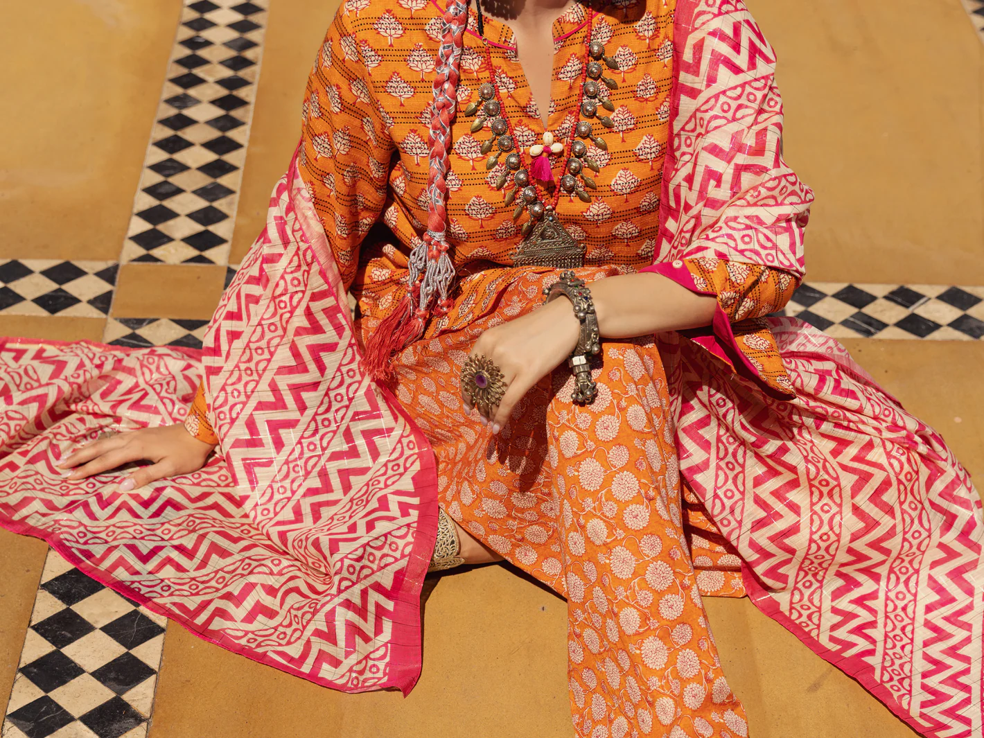 Orange Dobby 3 Piece Unstitched - ALP-3PS-1504 - Image 3