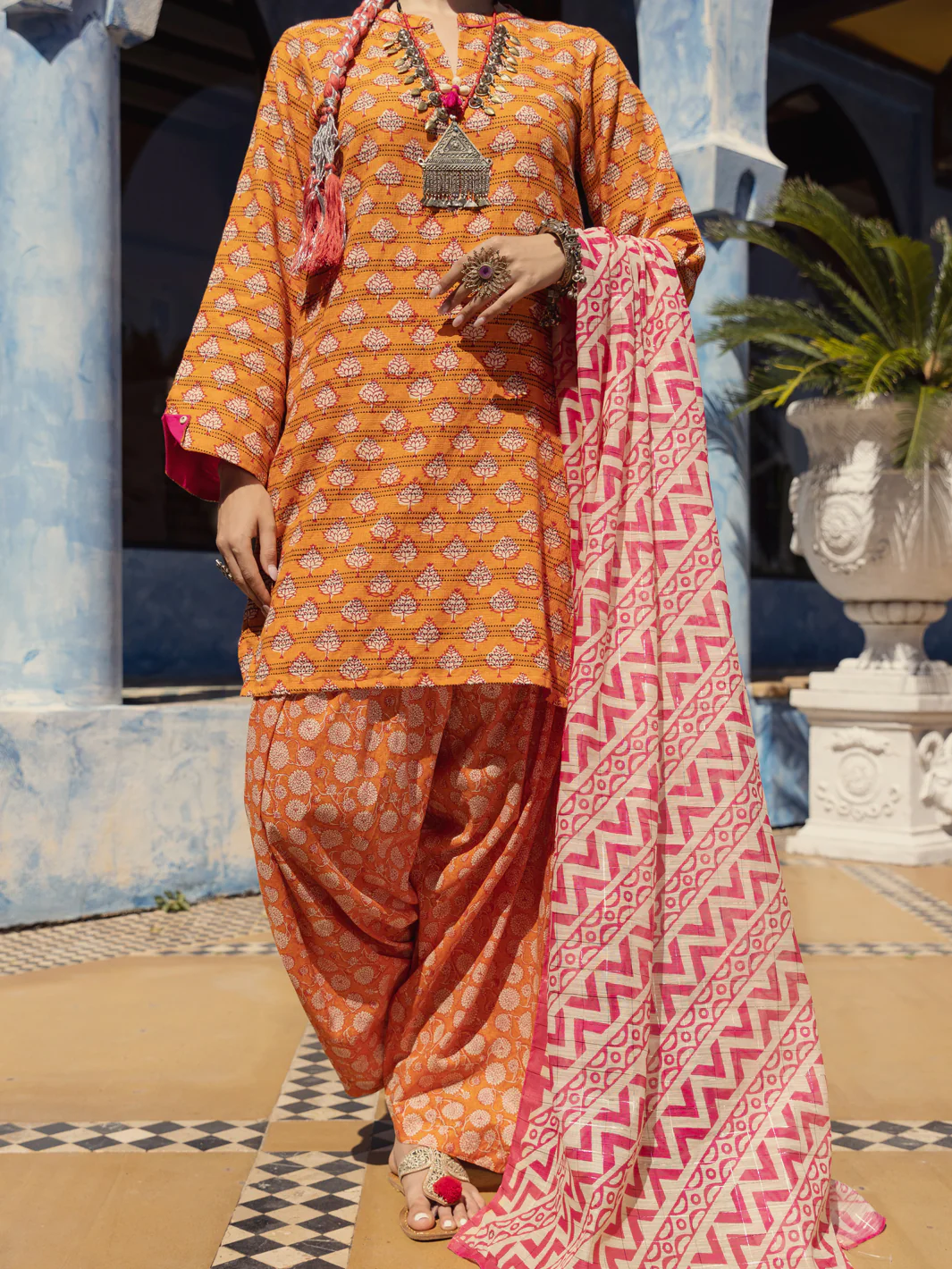 Orange Dobby 3 Piece Stitched - ALP-3PS-1504