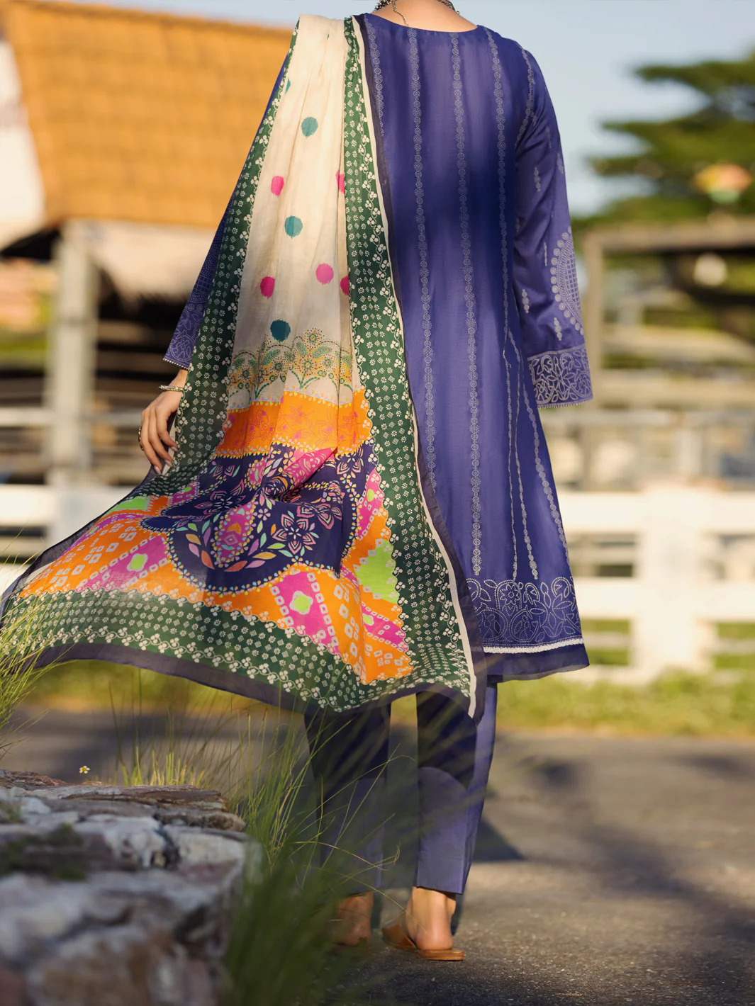 Navy Blue Lawn 3 Piece Stitched - ALP-3PS-1511 - Image 2