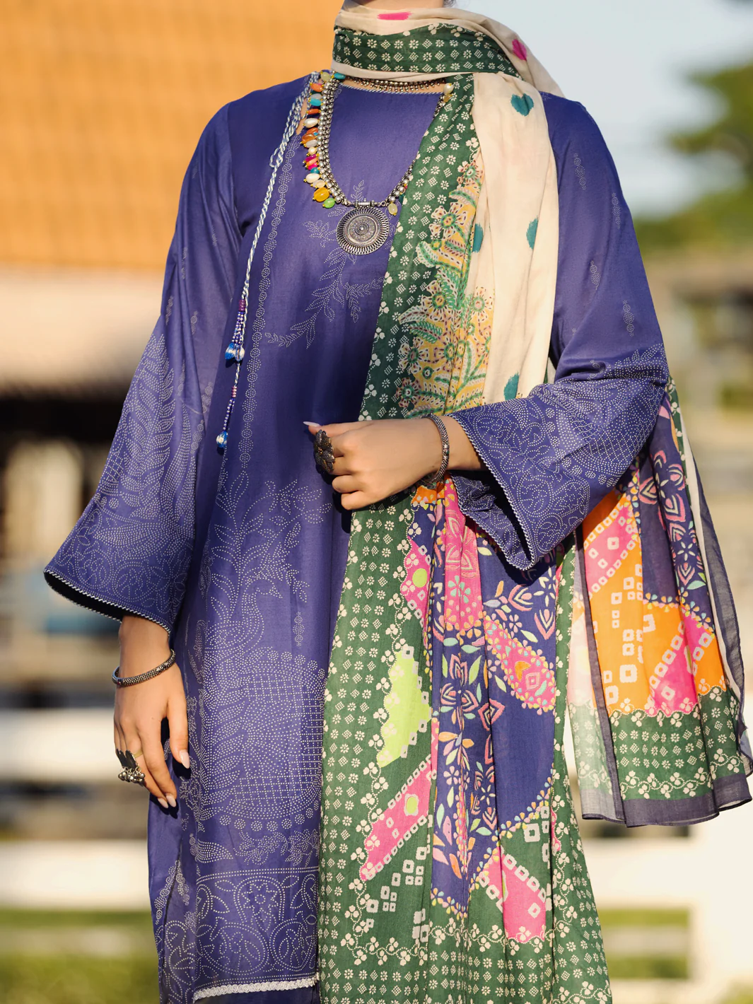 Navy Blue Lawn 3 Piece Stitched - ALP-3PS-1511 - Image 3