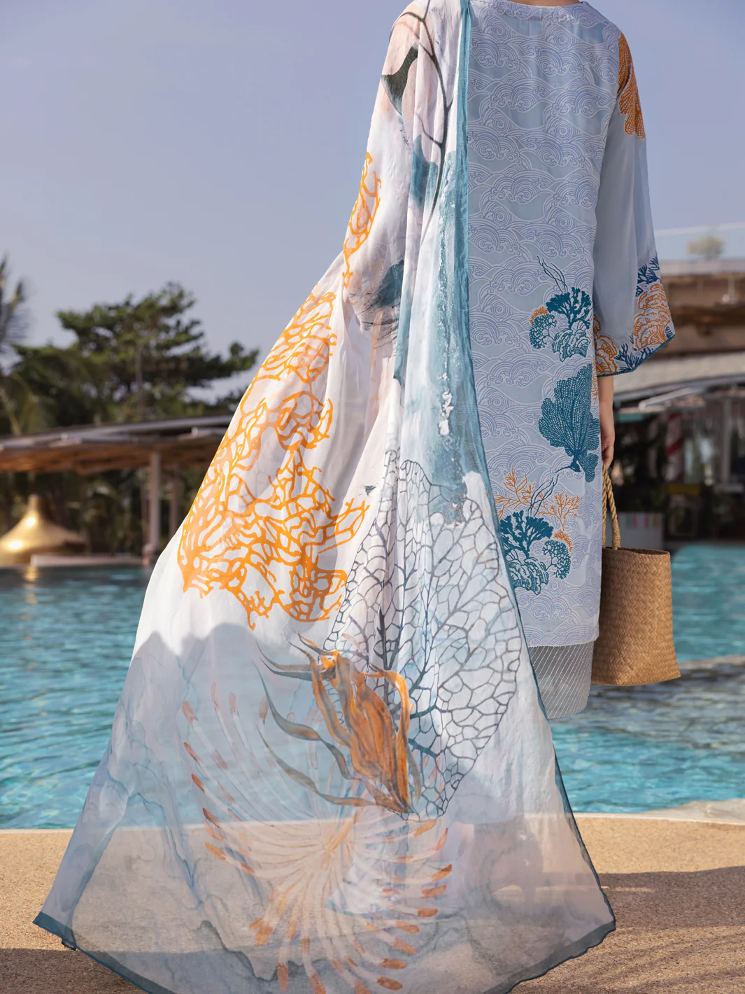 Ice Blue Burn Out 3 Piece Unstitched - ALP-3PS-1514 - Image 2