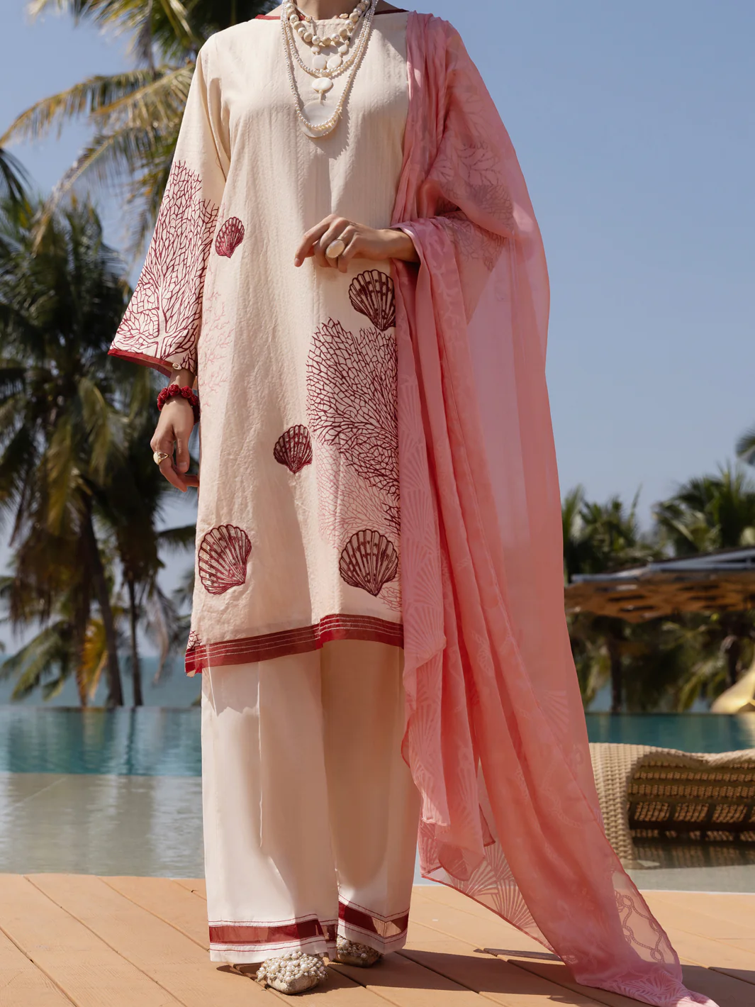 Peach Jacquard 3 Piece Unstitched - ALP-3PS-1519