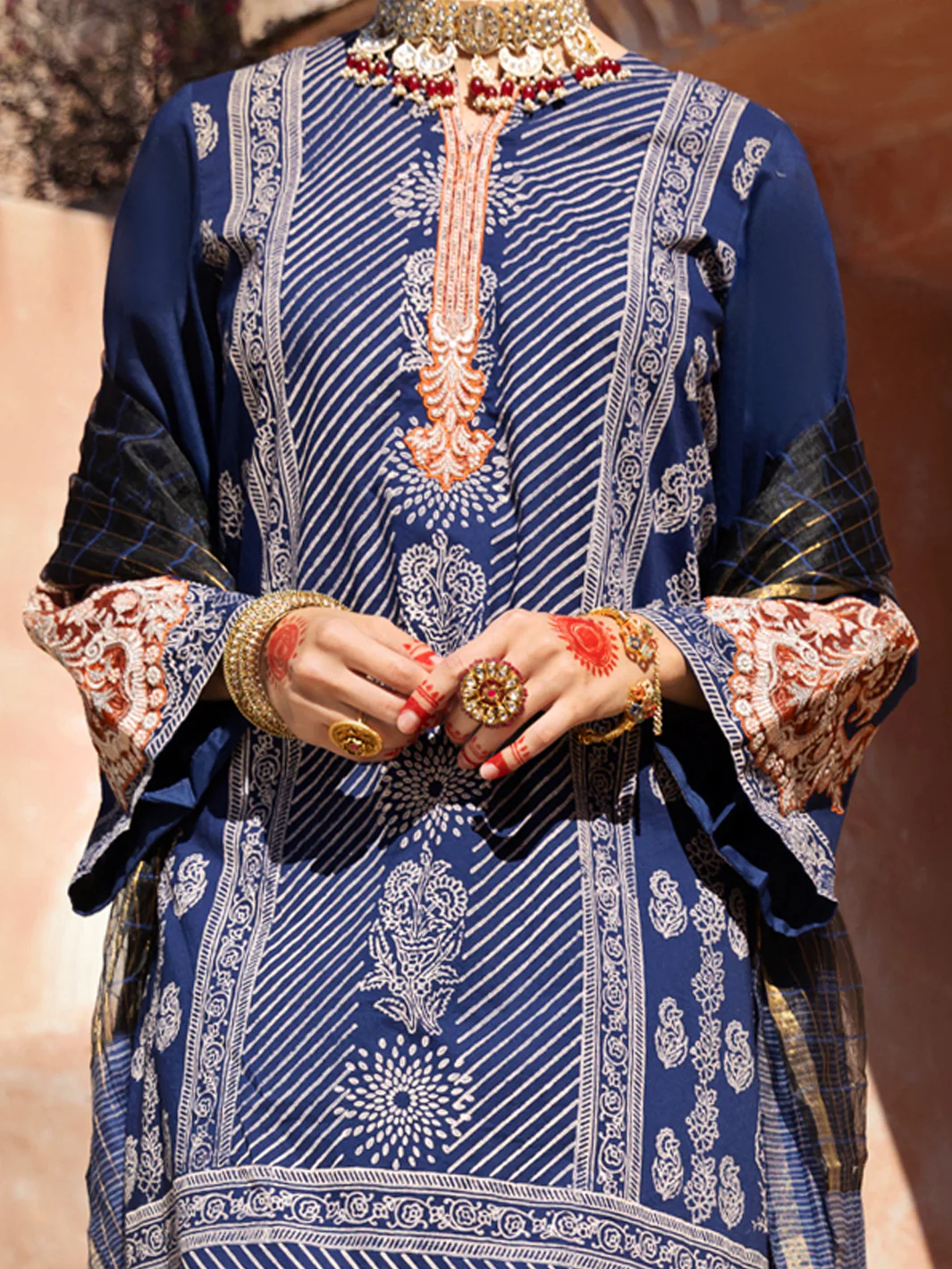 Blue Jacquard 3 Piece Unstitched - ALP-3PS-1523 - Image 4