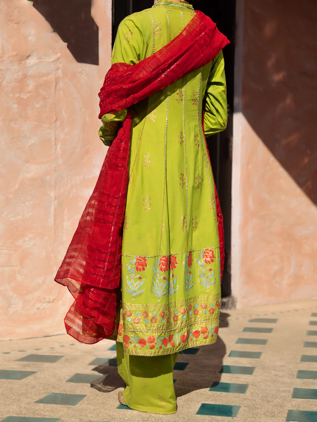 Lime Green Dobby Jacquard 3 Piece Stitched - ALP-3PS-1525 - Image 2