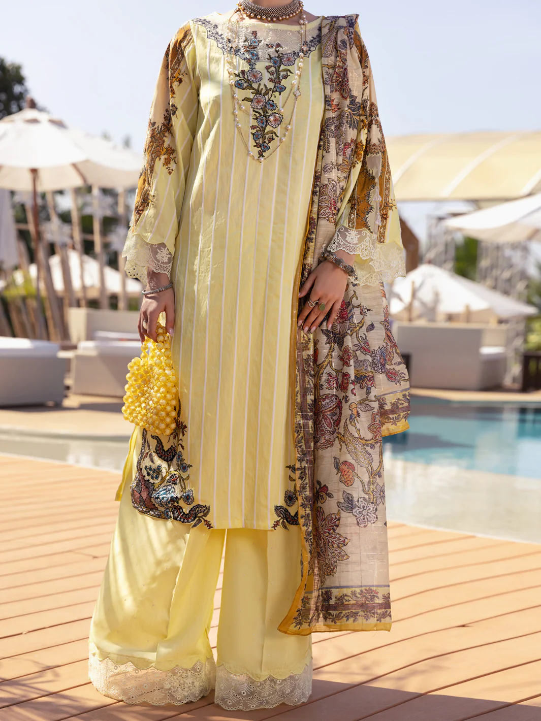 Yellow Yarn Dyed 3 Piece Stitched - ALP-3PS-1527