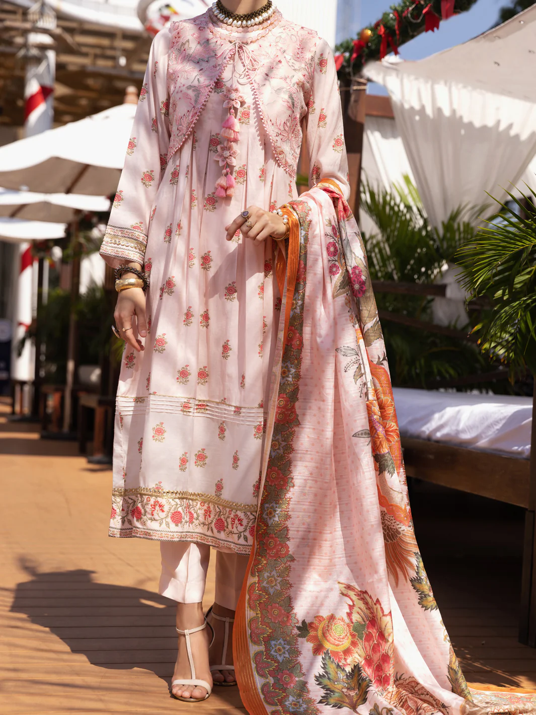 Peach Chanderi 3 Piece Unstitched - ALP-3PS-1531