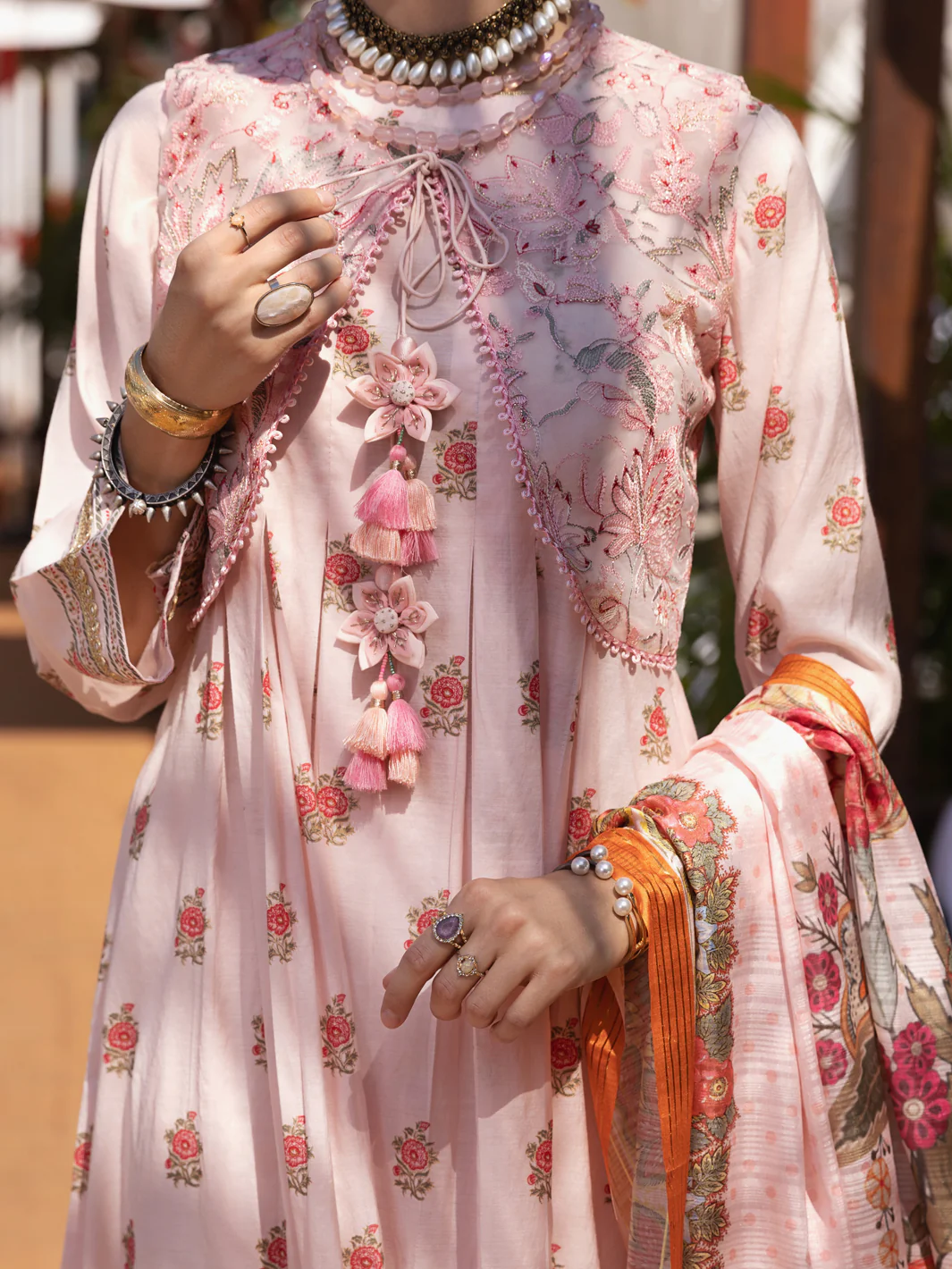 Peach Chanderi 3 Piece Stitched - ALP-3PS-1531 - Image 4
