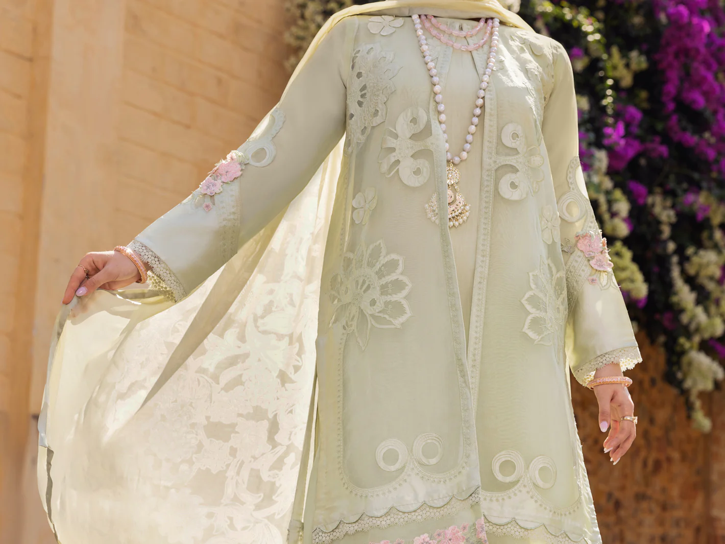 Pista Green Organza 3 Piece Unstitched - ALP-3PS-1534 - Image 3