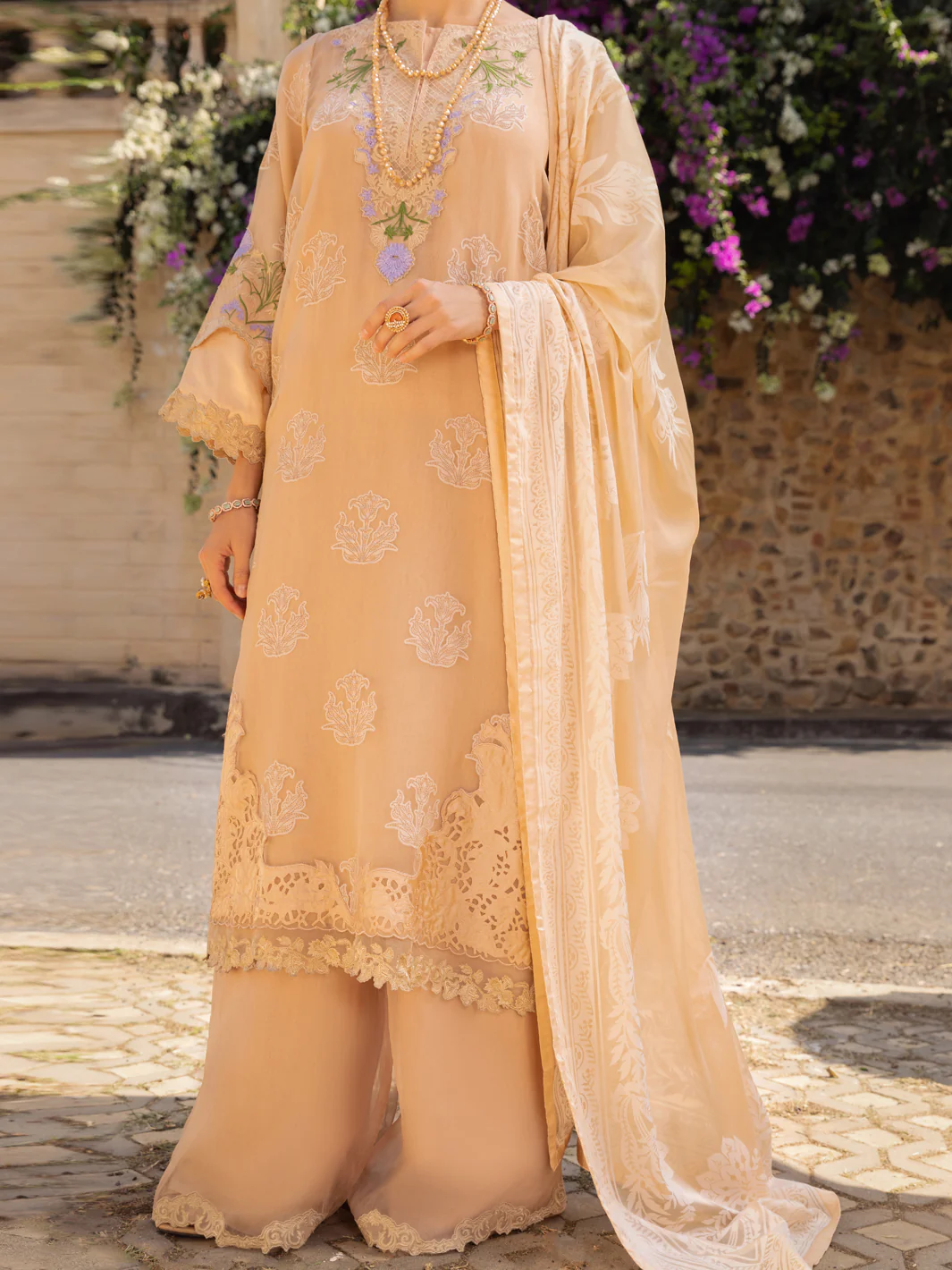 Skin Organza Burnout 3 Piece Stitched - ALP-3PS-1538