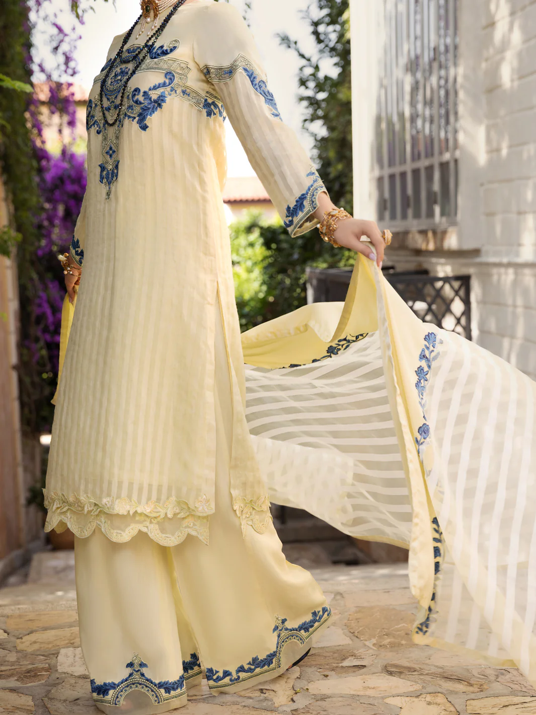 Pista Green Striped Khaddi 3 Piece Stitched - ALP-3PS-1539