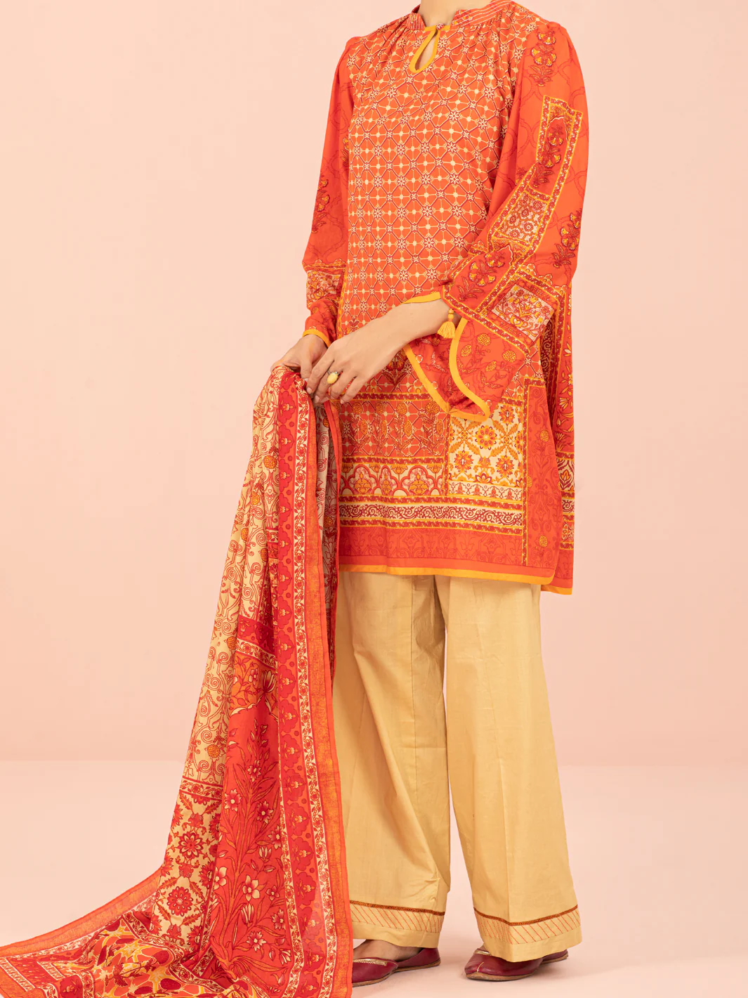 Orange Lawn 3 Piece Unstitched - ALP-3PS-1549 - Image 3