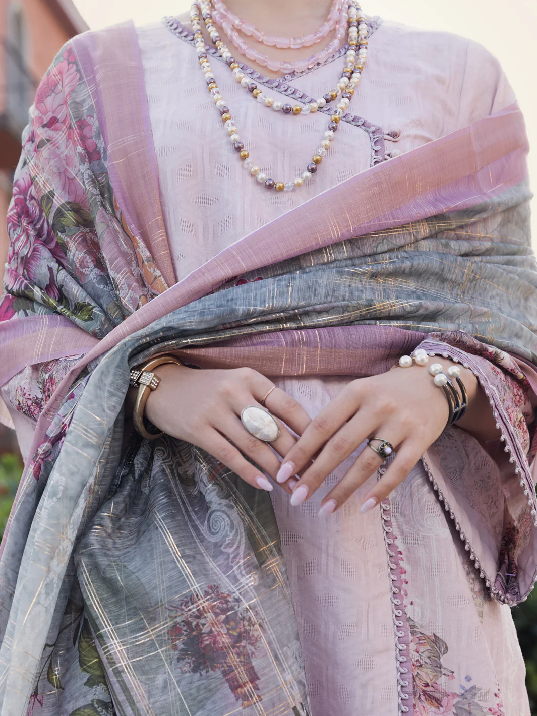 Light Pink Jacquard 3 Piece Stitched - ALP-3PS-1574 - Image 4