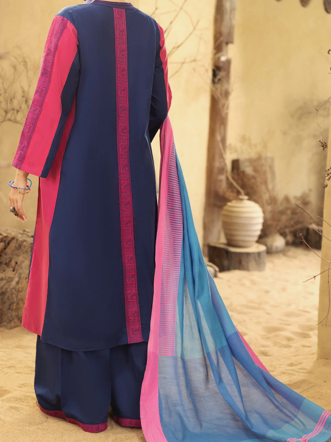Blue-Pink Lawn 3 Piece Unstitched - ALP-3PS-1582 - Image 2