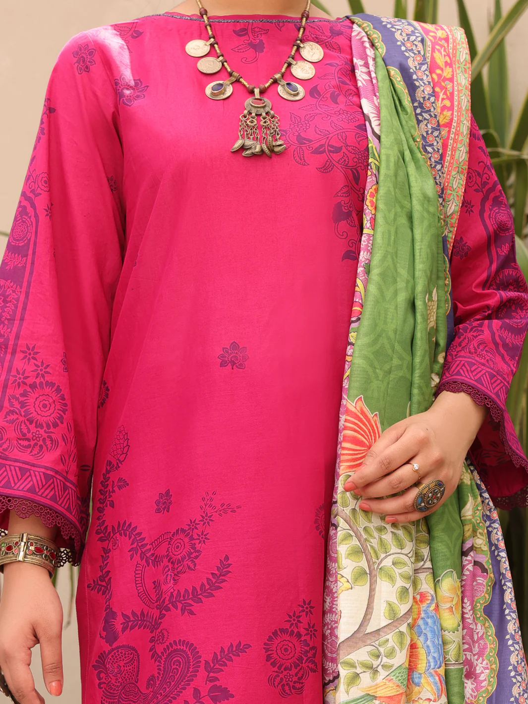 Fuchsia Lawn 3 Piece Stitched - ALP-3PS-1607 - Image 3