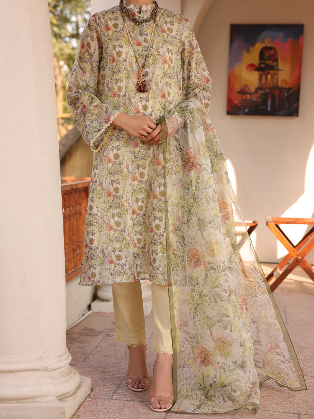 Beige Poly Slub 3 Piece Unstitched - ALP-3PS-1612