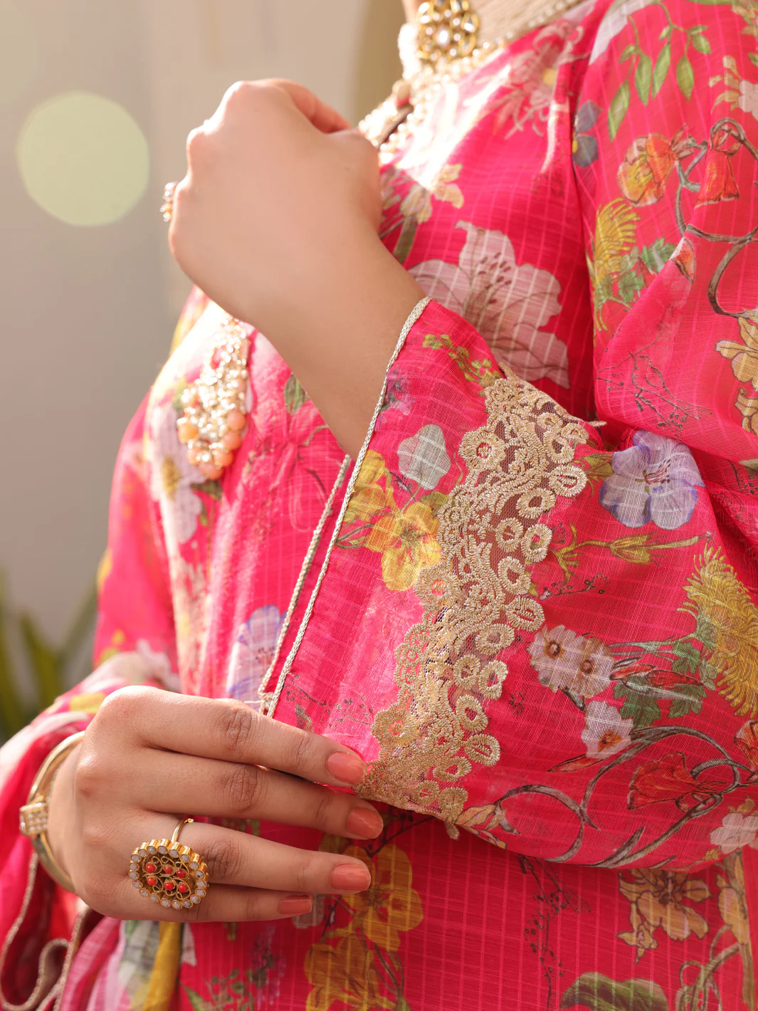 Fuchsia Poly Slub 3 Piece Stitched - ALP-3PS-1613 - Image 3
