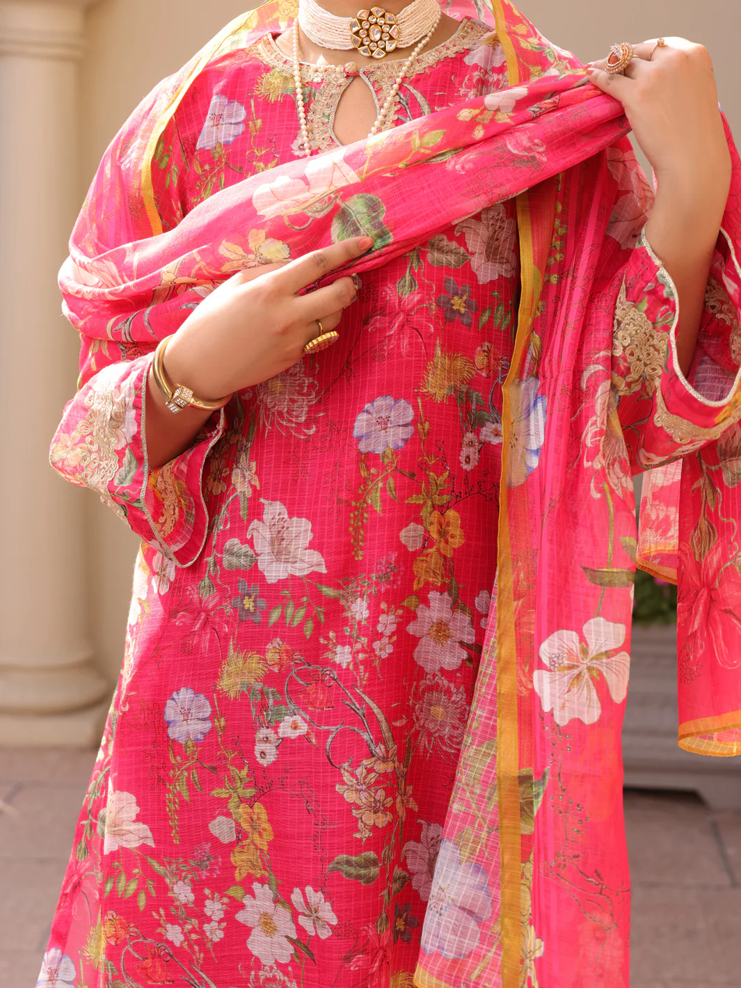 Fuchsia Poly Slub 3 Piece Stitched - ALP-3PS-1613 - Image 4