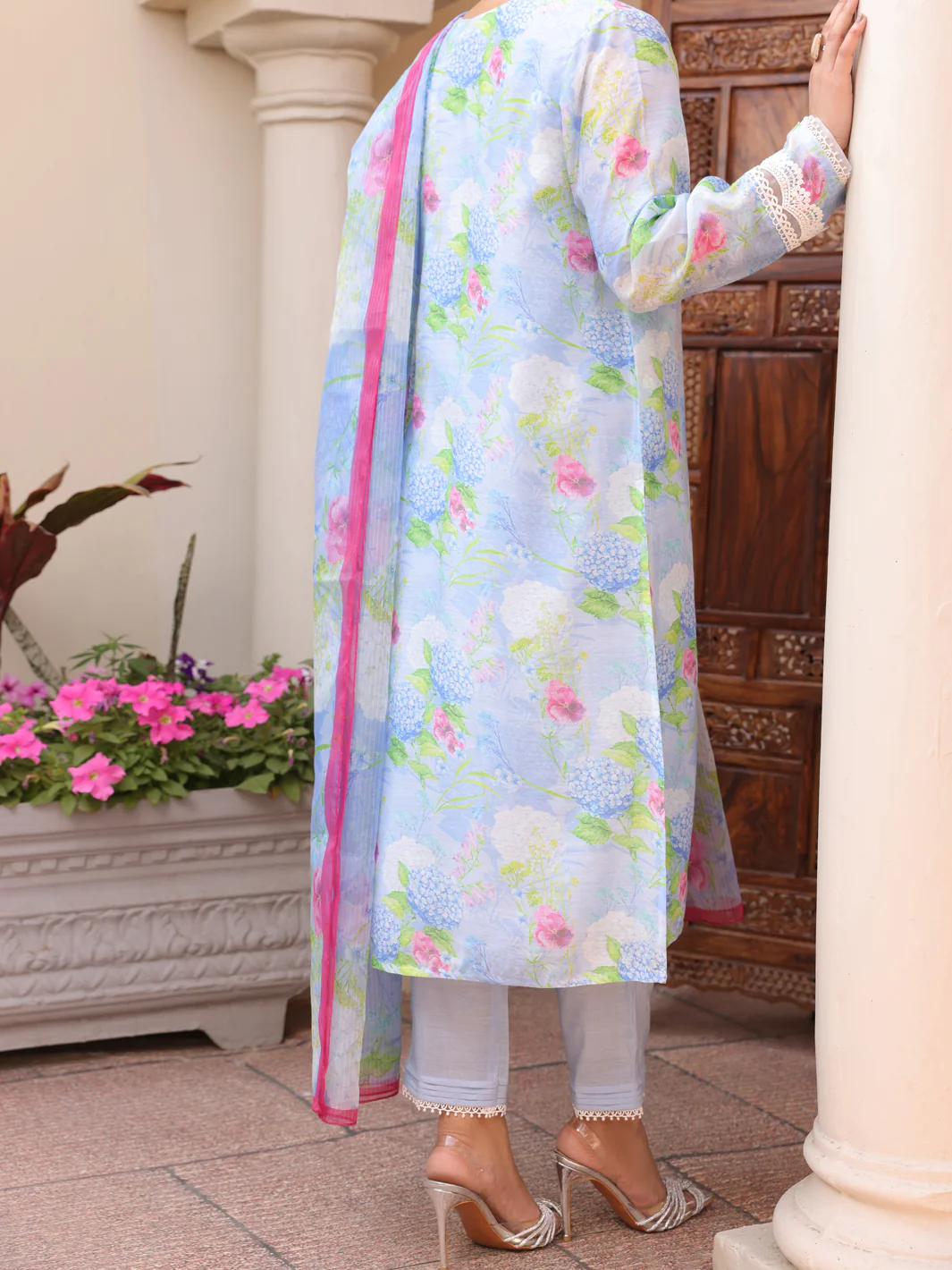 Sky Blue Salsa Silk 3 Piece Unstitched - ALP-3PS-1615 - Image 2