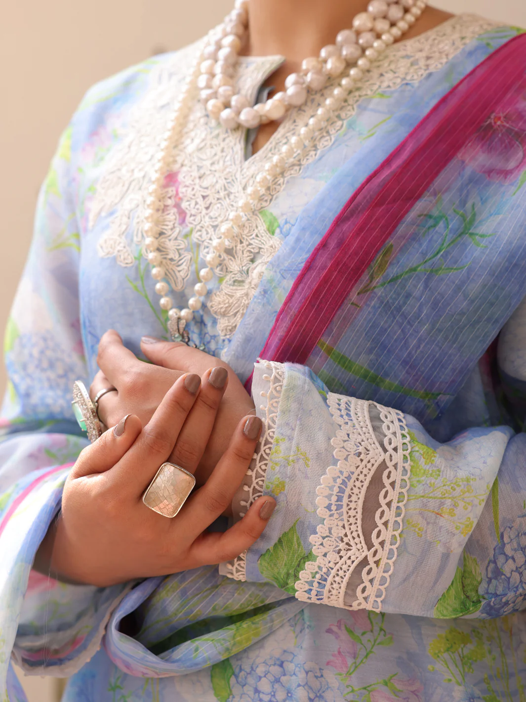 Sky Blue Salsa Silk 3 Piece Unstitched - ALP-3PS-1615 - Image 3