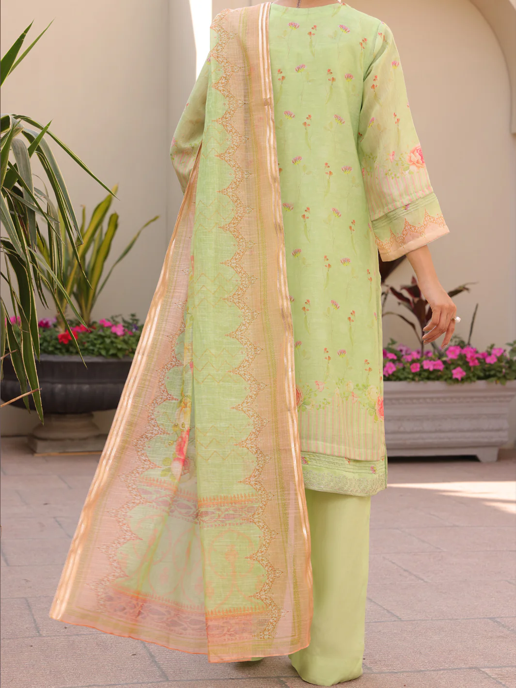 Pista Green Salsa Silk 3 Piece Unstitched - ALP-3PS-1618 - Image 2