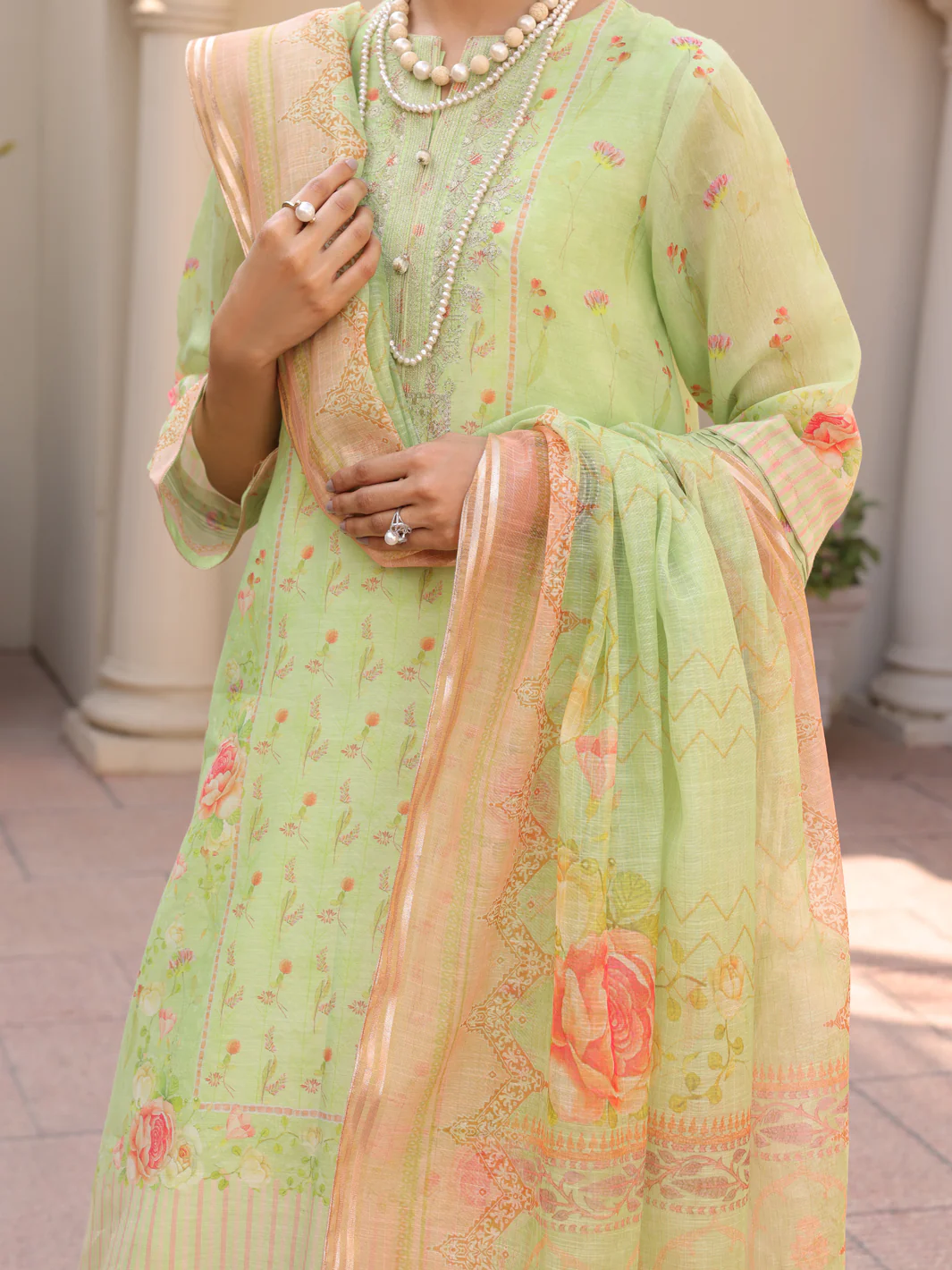 Pista Green Salsa Silk 3 Piece Unstitched - ALP-3PS-1618 - Image 3
