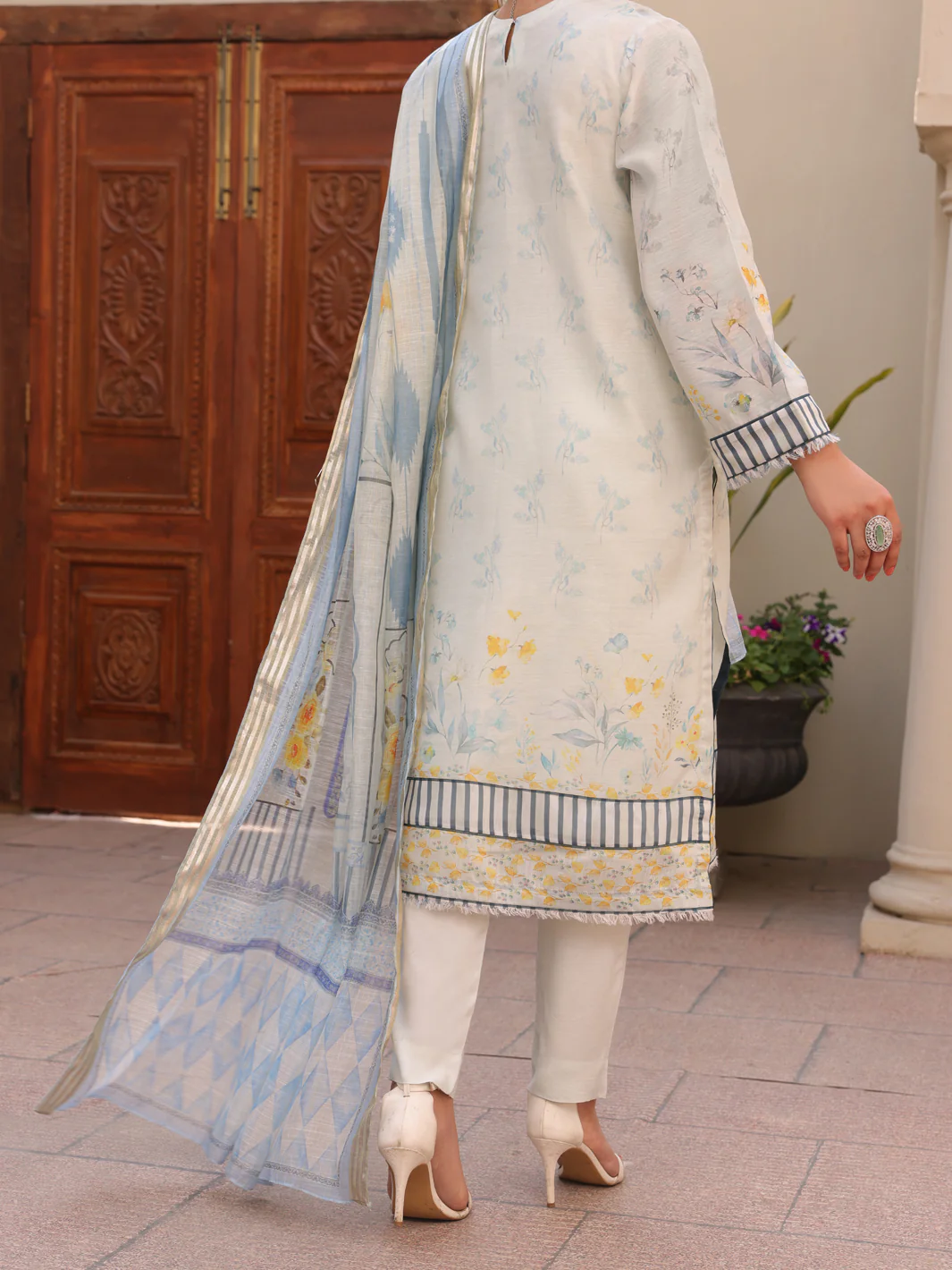 Sky Blue Salsa Silk 3 Piece Unstitched - ALP-3PS-1619 - Image 2