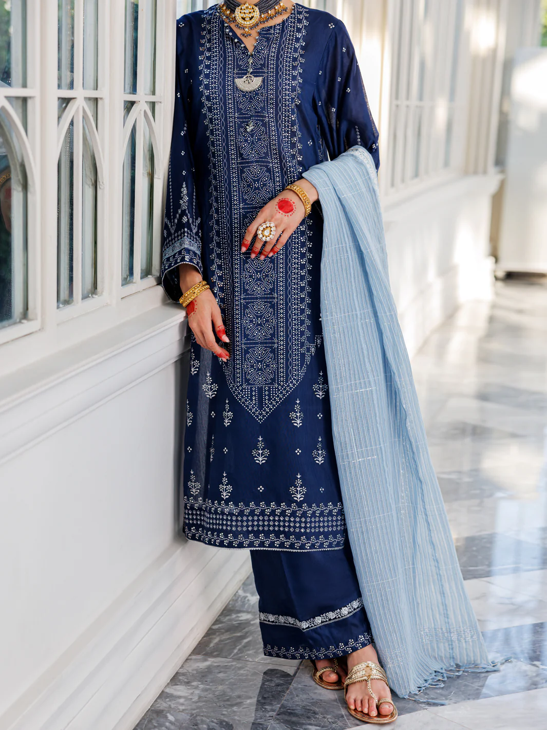 Blue Poly Cotton 3 Piece Stitched - ALP-3PS-1621 - Image 3