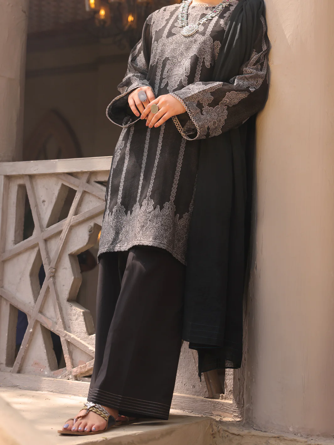Black Khaddi 3 Piece Stitched - ALP-3PS-1630