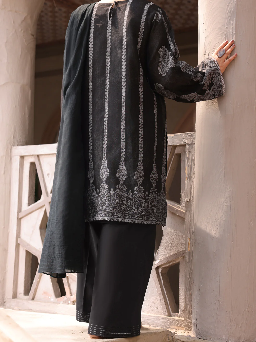 Black Khaddi 3 Piece Stitched - ALP-3PS-1630 - Image 2