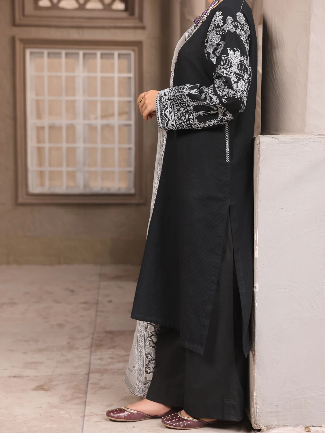 Black Square Dobby 3 Piece Stitched - ALP-3PS-1635 - Image 4
