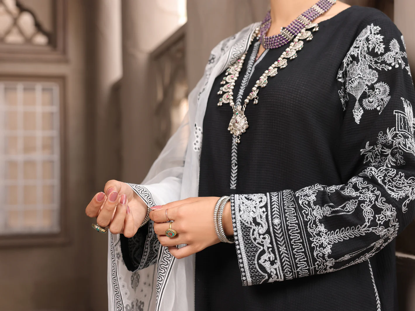 Black Square Dobby 3 Piece Stitched - ALP-3PS-1635 - Image 5