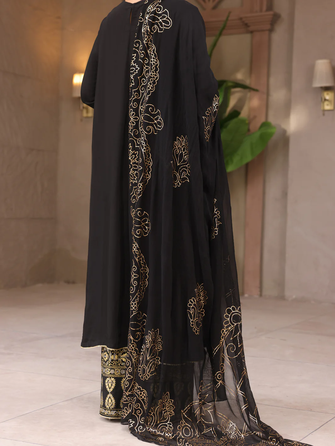 Black Viscose 3 Piece Unstitched - ALP-3PS-1647 - Image 2