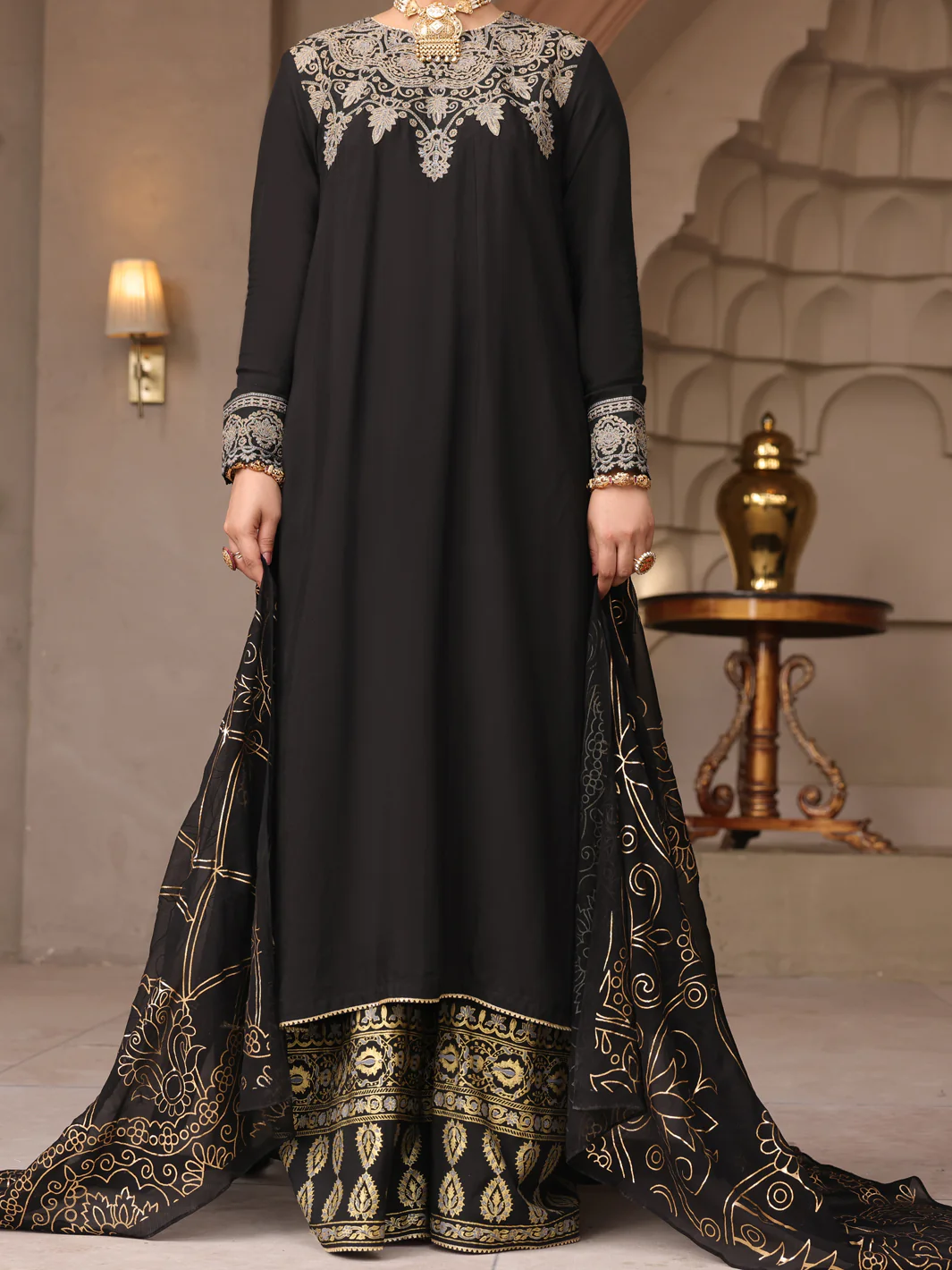 Black Viscose 3 Piece Stitched - ALP-3PS-1647