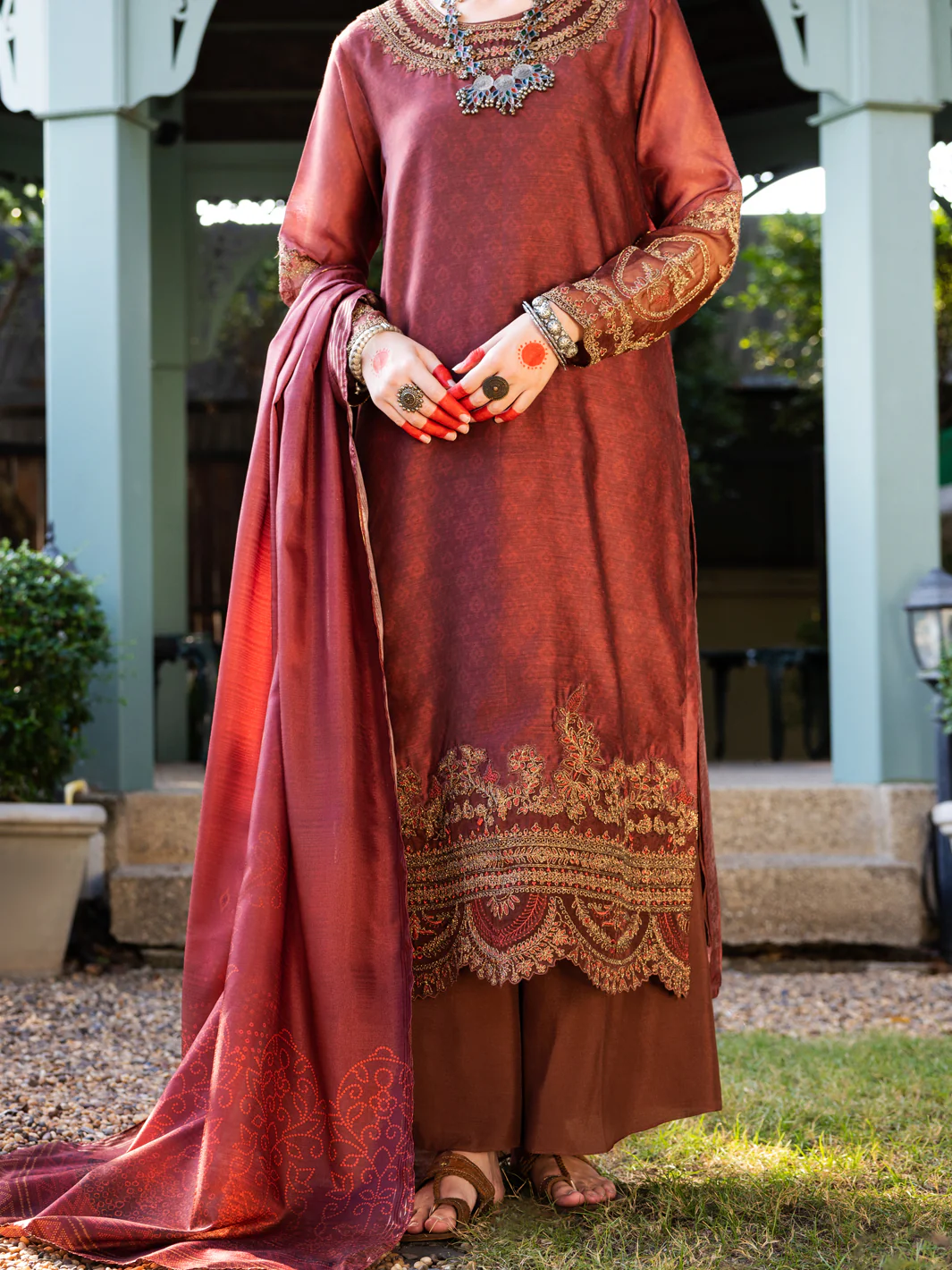 Maroon Salsa Silk 3Pc Stitched - ALP-3PS-1657