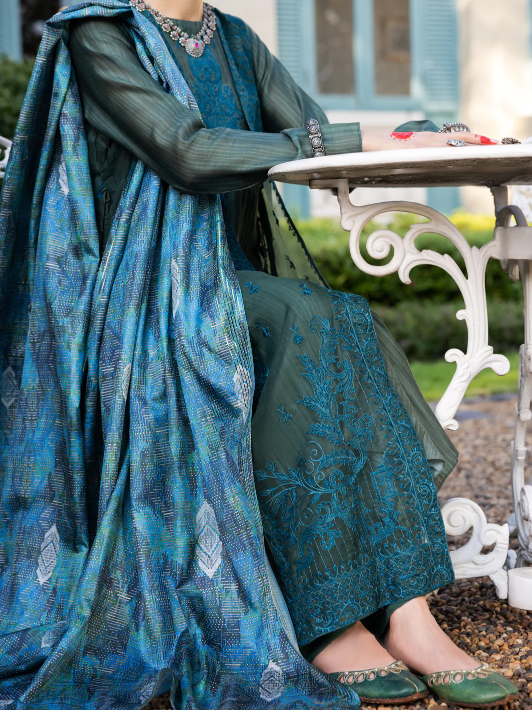 Mehndi Green Salsa Silk 3Pc Stitched - ALP-3PS-1659 - Image 4