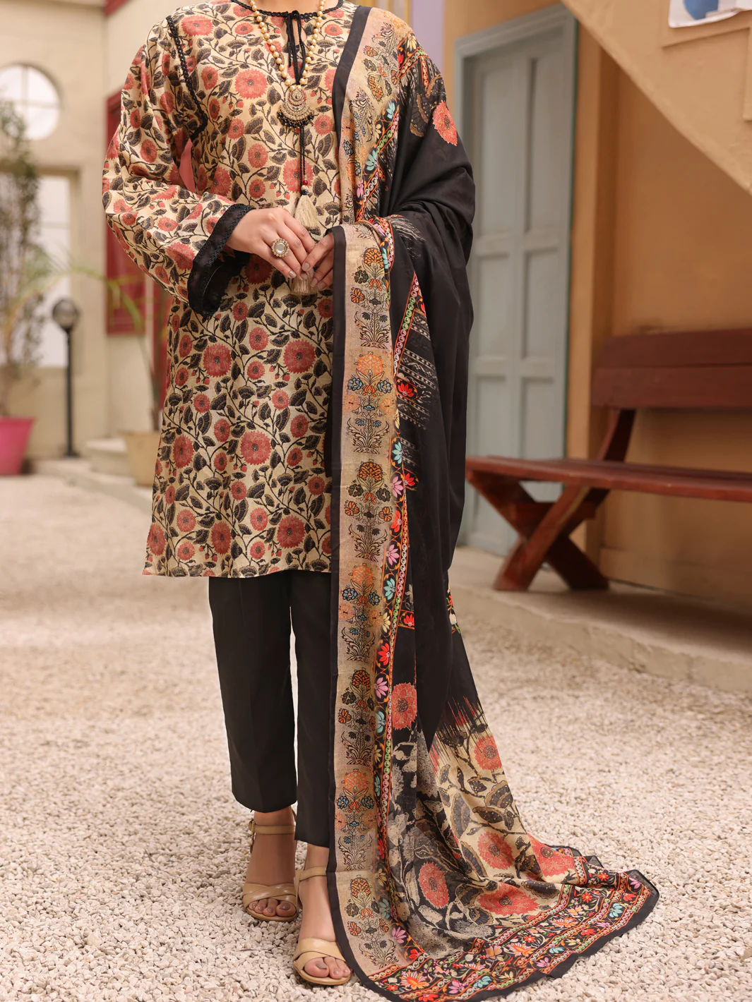 Beige Lawn 3 Piece Unstitched - ALP-3PS-1674