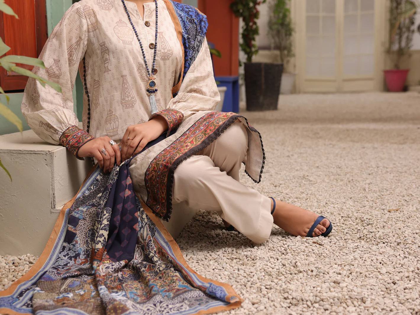 Beige Lawn 3 Piece Unstitched - ALP-3PS-1678 - Image 3
