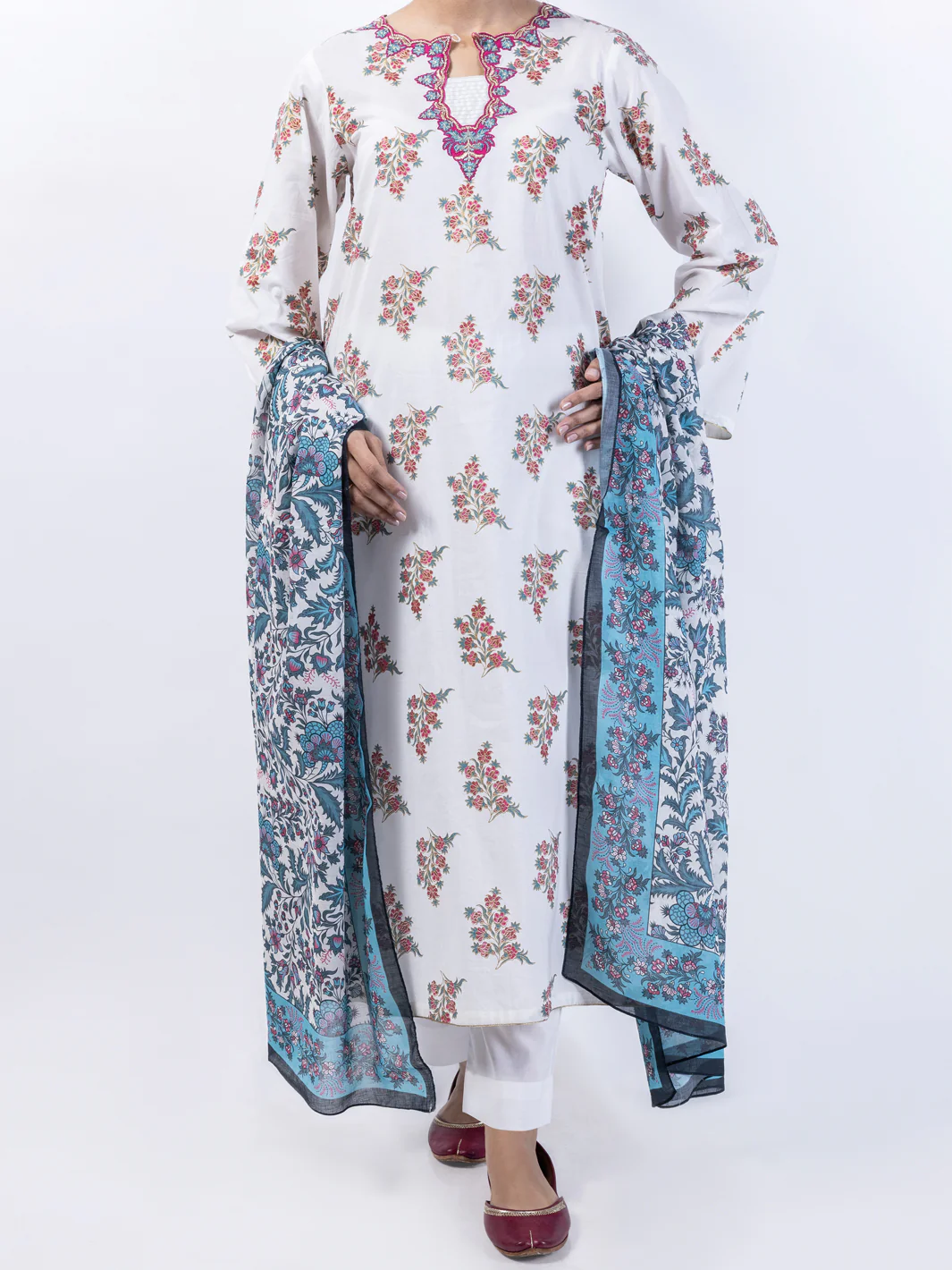 Off White Lawn 3 Piece Stitched - ALP-3PS-1720