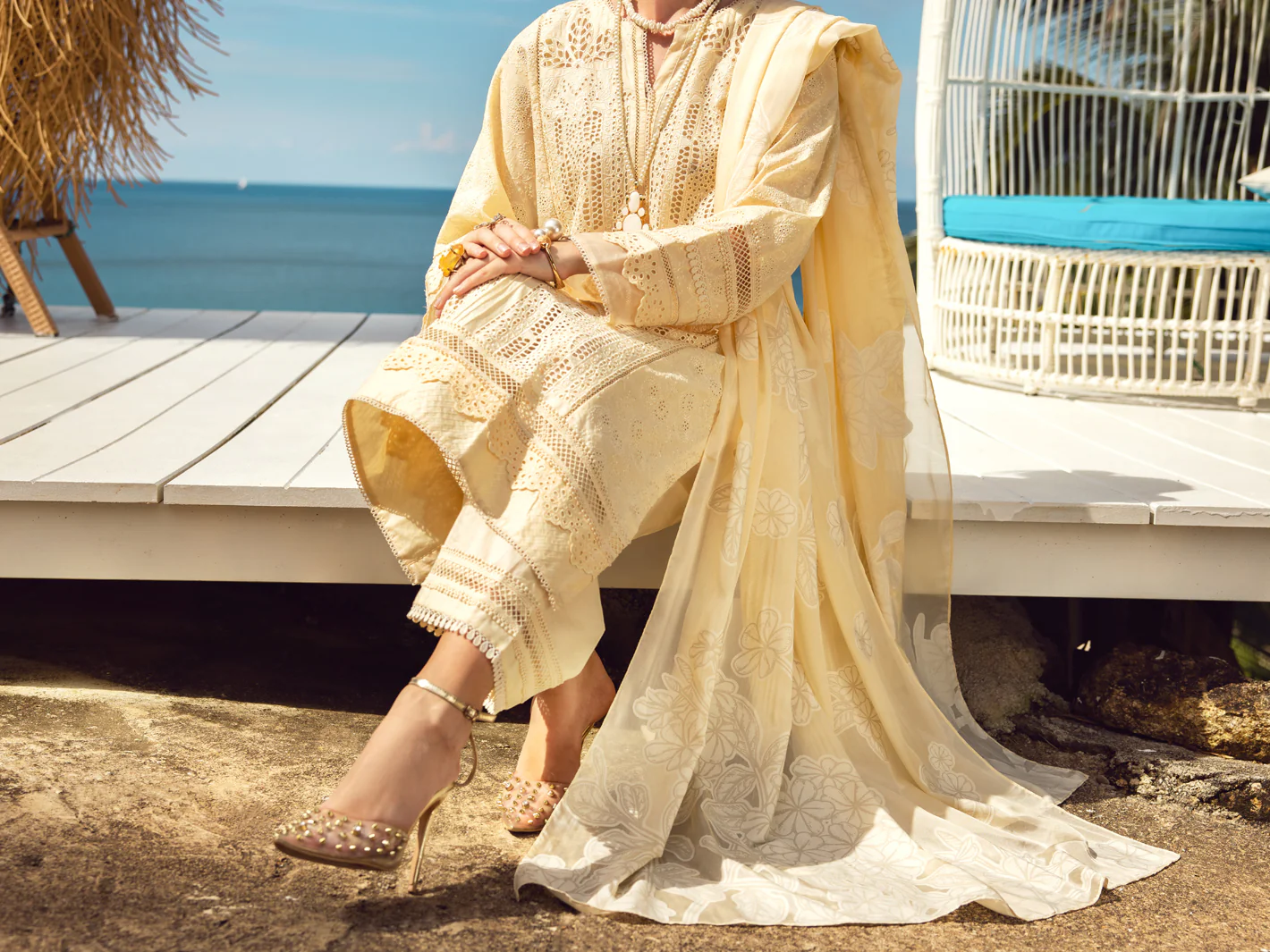 Off White Dyed Lawn 3Pc Unstitched - ALP-3PS-1727 - Image 5
