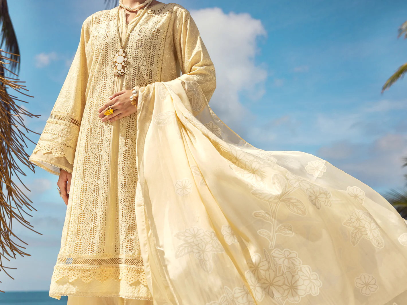 Off White Dyed Lawn 3Pc Stitched - ALP-3PS-1727 - Image 7