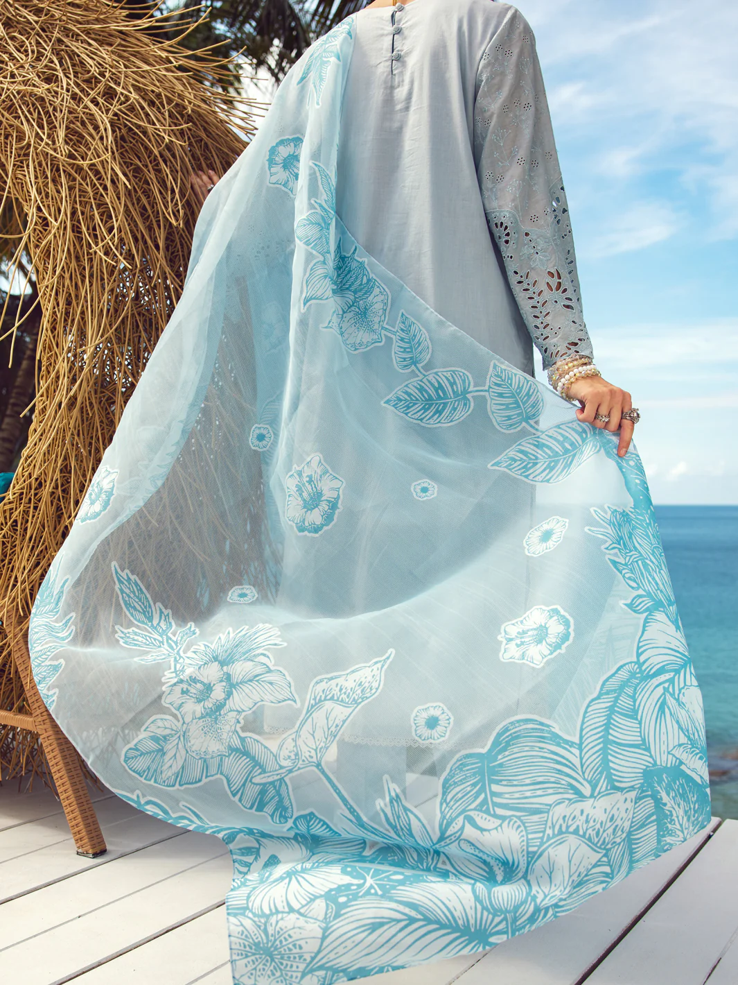 Sky Blue Dyed Lawn 3Pc Unstitched - ALP-3PS-1728 - Image 2