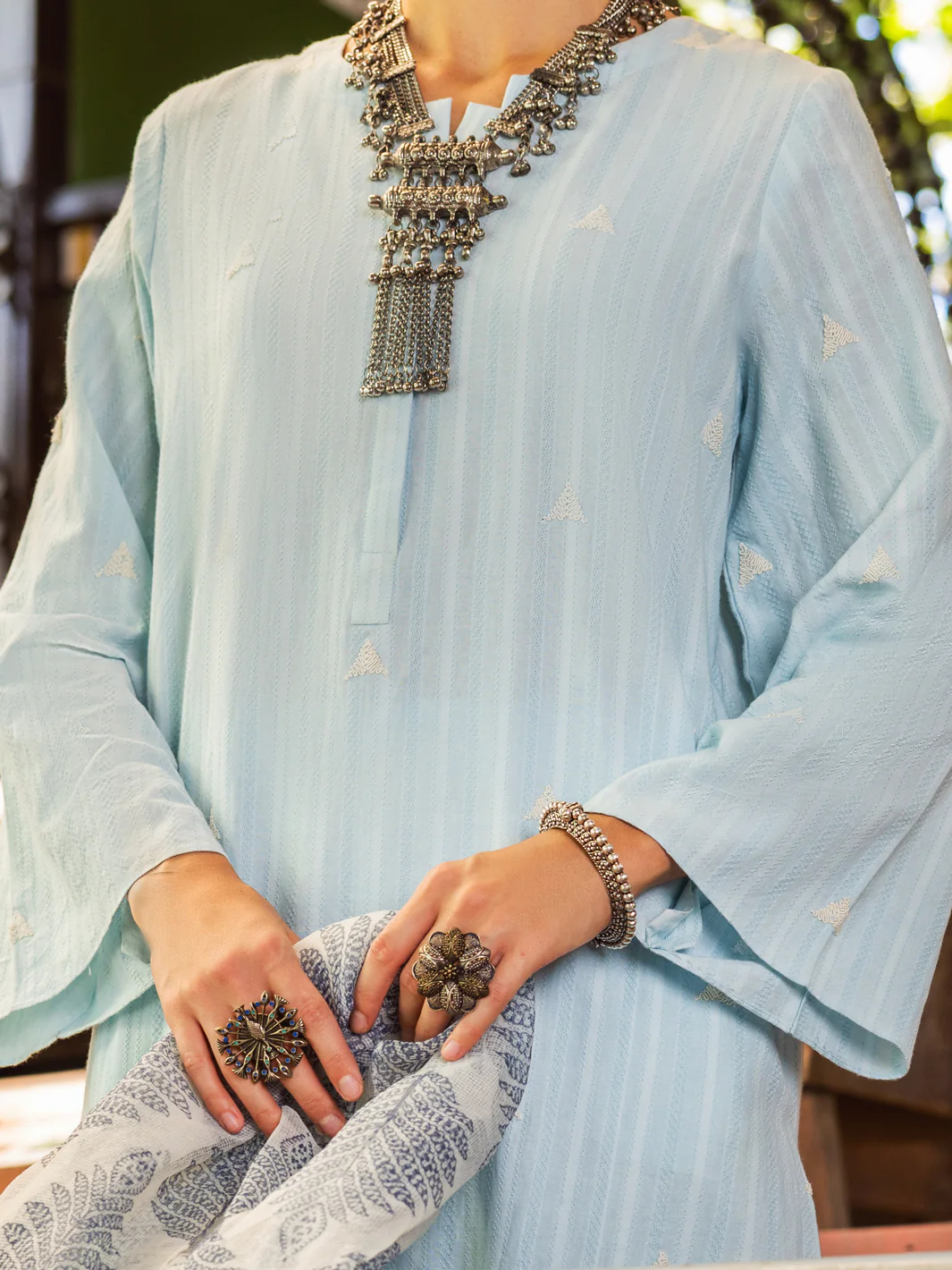 Sky Blue Jacquard 3Pc Stitched - ALP-3PS-1765 - Image 4