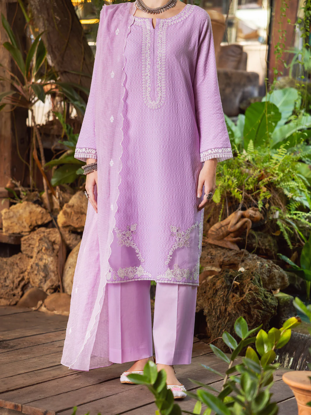 Light Purple Jacquard 3 Piece Stitched - ALP-3PS-1766