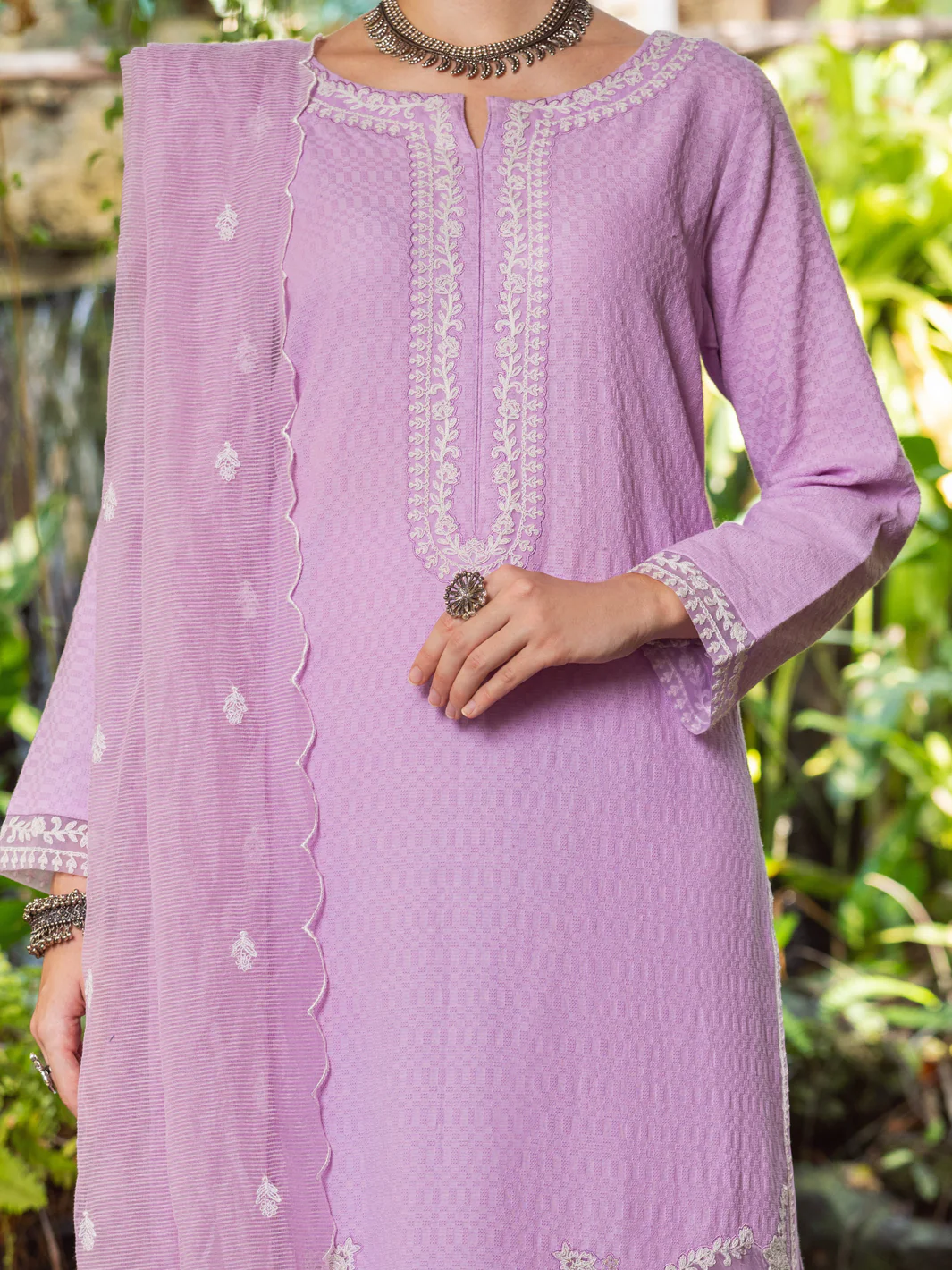 Light Purple Jacquard 3 Piece Stitched - ALP-3PS-1766 - Image 4