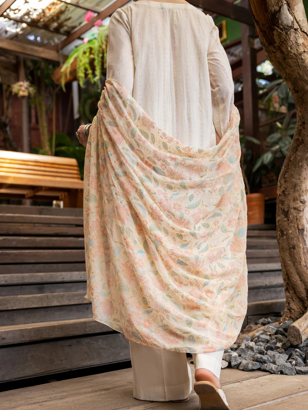 Off White Jacquard 3Pc Unstitched - ALP-3PS-1768 - Image 2