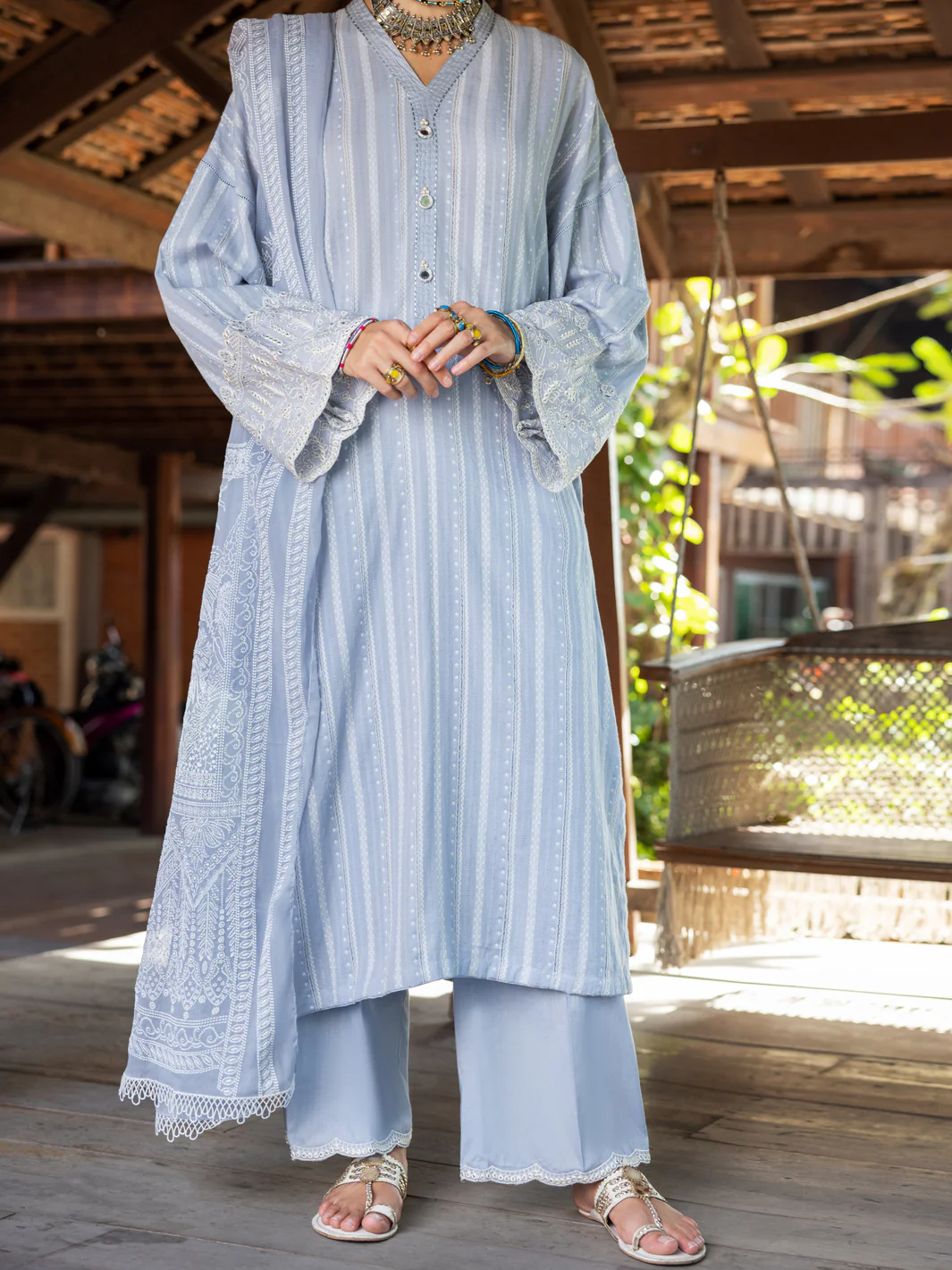 Grey Jacquard 3Pc Stitched - ALP-3PS-1780